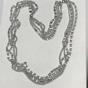 Vintage 80's Lightweight Greek Key Revival Multi Strand Silvertone Necklace